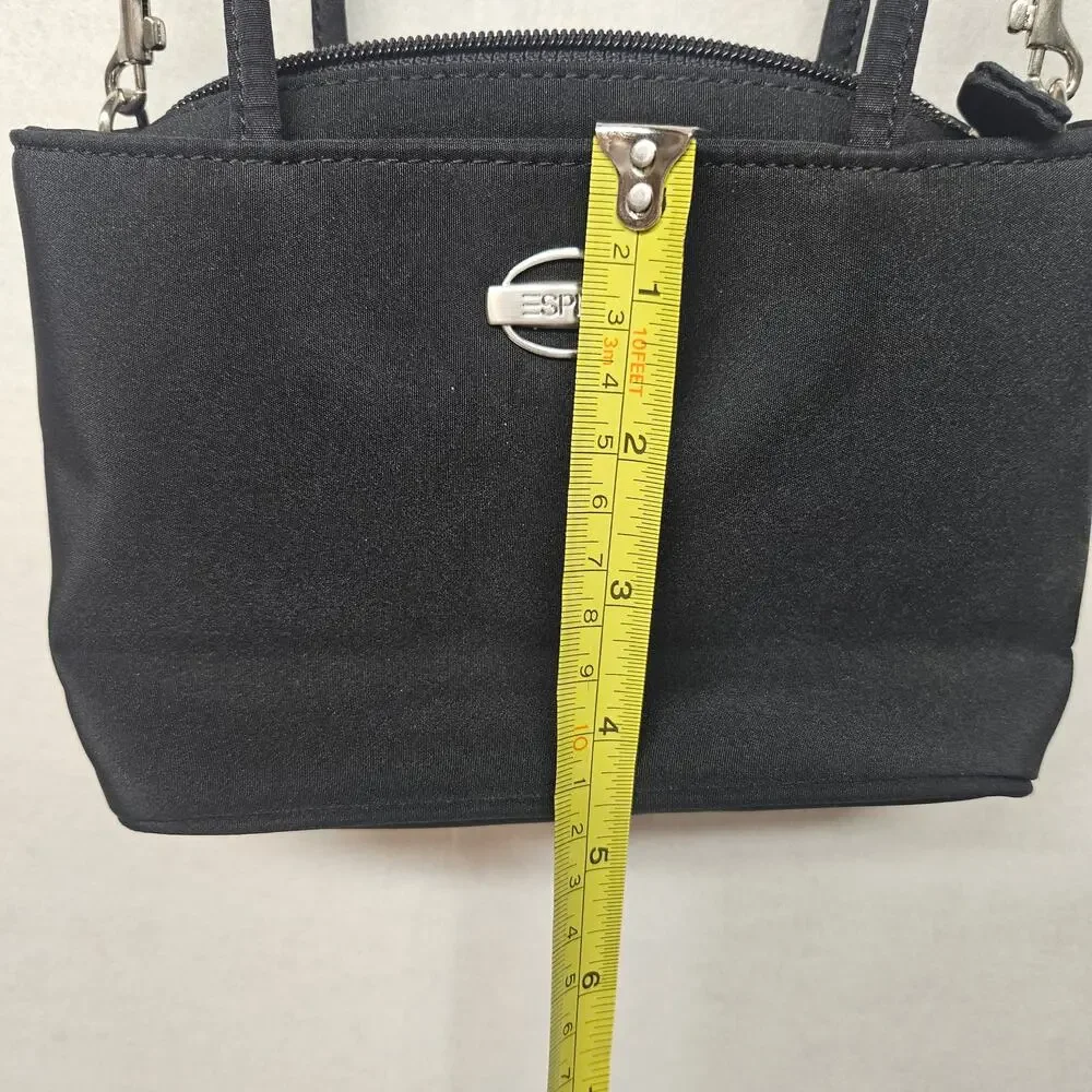 Vintage Esprit Black Nylon Mini Crossbody Bag Silver Hardware Y2K Top Handle